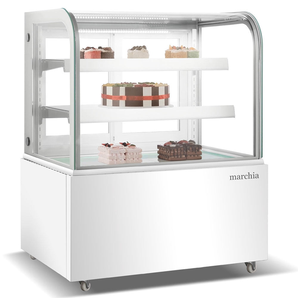 Marchia MB36-W 36" Curved Glass Refrigerated Bakery Display Case, White