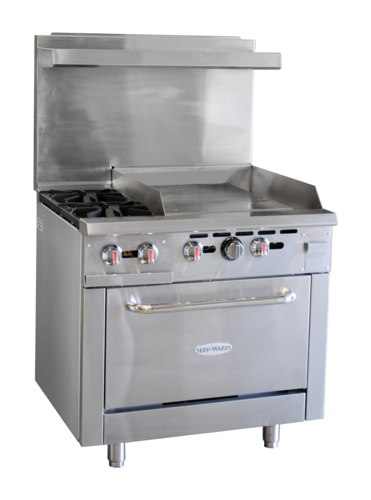 Serv-Ware SGR-2B-24G Range, 36" Restaurant, Gas